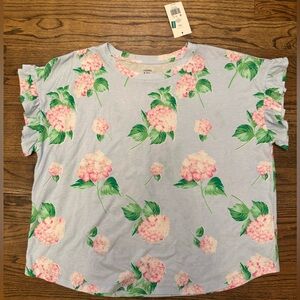Crown & Ivy Floral Ruffle Sleeve Top – XXL (NWT)
